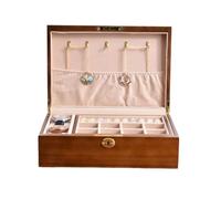 Rinteea Hölzerne Vintage-Schmuckschatulle mit Verschließbarer Aufbewahrungsbox, Schmuckschatulle Aus Massivholz mit Klappdeckel, Großes Fassungsvermögen, Aufbewahrungsbox mit Fächern
