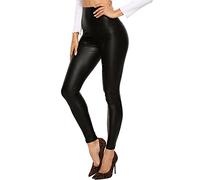RIOJOY Damen High Waist Lederleggings Schwarz Kunstleder Leggins Sexy Lederoptik Leggings Hose, Schwarz Matt 3XL