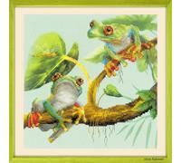 Riolis 0083 PT Stickpackung Frösche, Zahlmuster Kreuzstich-Set, Baumwolle, mehrfarbig, 2020cm