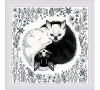 RIOLIS 2150 Yin und Yang Zählmuster-Kreuzstich-Set 29.8 x 29.8 cm | 14 ct weiß Zweigart Aida, Mittelstufe, Stickvorlage & Nadel inklusive, Stick-Geschenkset