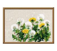 RIOLIS 807 Löwenzahn Zählmuster-Kreuzstich-Set 29.8 x 21 cm | Blumen Motiv, 15 ct flachsfarben Zweigart Aida, 11 Wolle/Acryl Farben, Mittelstufe, Stickvorlage & Nadel inklusive