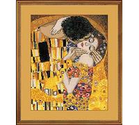 RIOLIS Counted Cross Stitch Kit 11.75"X13.75"-The Kiss/G.Klimt's Painting (14 Count) -R1170, Weiß