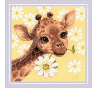 RIOLIS - Kleines Kissen Giraffe 2318, Kreuzstich 30 x 30 cm, Kreuzstich Kit zum Sticken, Stickvorlagen zum Sticken, Stickset Kreuzstich