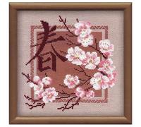 RIOLIS Kreuzstich-Set Frühling 812, Blumen-Stickset, 20 x 20 cm, Kreuzstich-Sets für Anfänger und Fortgeschrittene, Kreuzstich für Erwachsene, gezählte Sticksets, Blumen-Stickerei-Set