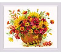 Riolis Kreuzstich Set "Herbstblumen", Zählmuster, 30x24cm