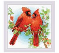 Riolis Kreuzstich Set Rote Kardinäle Zählmuster