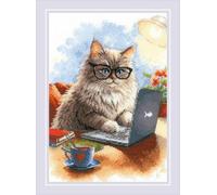 Riolis Kreuzstich Stickpackung "Autor von Meowmoirs", Zählmuster, 21x30cm