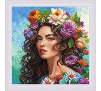 Riolis Kreuzstich Stickpackung "Blumenmuse", Zählmuster, 30x30cm