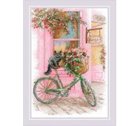 Riolis Kreuzstich Stickpackung "Blumige Fahrt", Zählmuster, 21x30cm