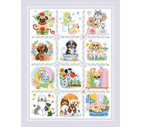 Riolis Kreuzstich Stickpackung "Hundekalender", Zählmuster, 30x40cm