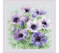 Riolis Kreuzstich Stickpackung "Lila Anemonen ", Zählmuster, 30x30cm