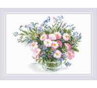 Riolis Kreuzstich Stickpackung "Zarte Gänseblümchen", Zählmuster, 30x21cm