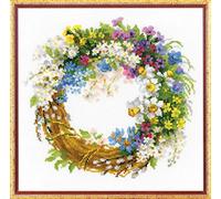 Riolis Stickbild-Set "Kranz Cherry" Zählstoff, Zählmuster