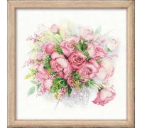 Riolis Stickbild-Set, Motiv Rosen in Wasserfarben, Kreuzstich, Zählmuster