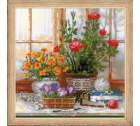 Riolis Stickpackung "Krokusse auf der Fensterbank", Zahlmuster