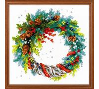 Riolis Wreath With Blue Spruce Cross Stitch Kit, Baumwolle, Multi-Color, 30 X 30 X 0,1 Cm