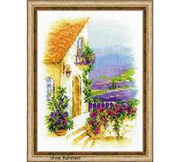 Riolis, Zählmuster Kreuzstich-Set Provence Straße, Baumwolle, Mehrfarbig, 18 x 24 x 0.1 cm