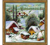 Riolis, Zählmuster Kreuzstich-Set Serbisches Dorf, Baumwolle, Mehrfarbig, 40 x 40 x 0.1 cm