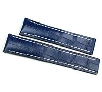 RIOS 1931 22mm / 20mm Handmade Leder Uhrenarmband Blau Kroko Kroko Alligator für Faltschließe passend für Breitling Germany Uhrband Band Strap, Riemen