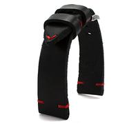 RIOS1931 19mm Herren Leder Uhrenarmband Vintage Pilot schwarz rote Naht