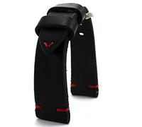 RIOS1931 Herren Leder Uhrenarmband Vintage schwarz rote Naht