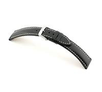 RIOS1931 Herren Uhrenarmband ST. Petersburg Mod. 201 Echt Juchtenleder Breite 22 mm Länge 114/82 mm Farbe schwarz