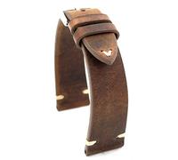 RIOS1931 Sagittarius Vintage Rindsleder Uhrenarmband handgemacht in Deutschland Robust 19mm braun Mooreiche