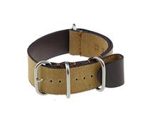 RIOS1931 Unisex NATO-Uhrenarmband Echt Canvas Modell Warsaw 22 mm Cognac
