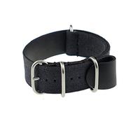 RIOS1931 Unisex NATO-Uhrenarmband Echt Canvas Modell Warsaw 22 mm Schwarz