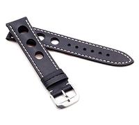 RIOS1931 Unisex Uhrenarmband Juchtenleder Modell Kaluga 19 mm Schwarz