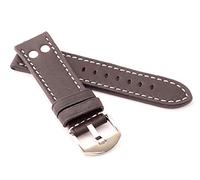 RIOS1931 Unisex Uhrenarmband Vintageleder Modell Chesterfield 24 mm Mokka