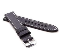 RIOS1931 Unisex Uhrenarmband Vintageleder Modell Oxford 22 mm Schwarz