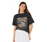 Rip Curl Damen-T-Shirt Heritage, Rundhalsausschnitt, kurzärmelig, Verwaschenes Schwarz, X-Klein