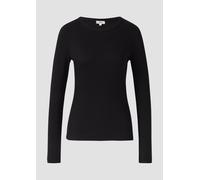 Ripp-Langarmshirt mit Stickerei 40 schwarz 2172642.9999.40