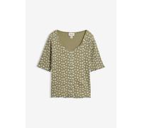 Ripp-Shirt mit Blumendruck aus reiner Baumwolle 40/42 (M)