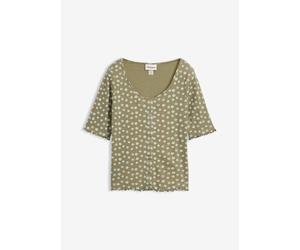 Ripp-Shirt mit Blumendruck aus reiner Baumwolle 40/42 (M)