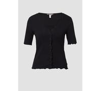 Rippshirt mit Babylock-Kanten und Knopf-Detail L schwarz 2165325.9999.L