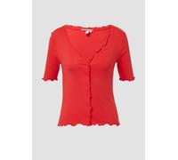 QS Rippshirt mit Babylock-Kanten und Knopf-Detail rot XL