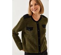Rippstrick-Cardigan mit Knopfschluss und Taschen S/M