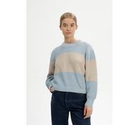MELA Bio-Damen-Strickpullover 'ADAH' mit Rundhalsausschnitt, cloudy blue/kiesel, Gr. M