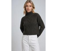 Rippstrick-Pullover mit Argyle-Muster und halbem Stehkragen Einheitsgröße