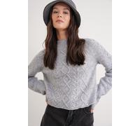 Rippstrick-Pullover mit Argyle-Muster und halbem Stehkragen Einheitsgröße