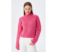 Rippstrick-Pullover mit Argyle-Muster und halbem Stehkragen S/M