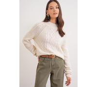 Rippstrick-Pullover mit Argyle-Muster und halbem Stehkragen S/M