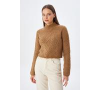 Rippstrick-Pullover mit Argyle-Muster und halbem Stehkragen S/M