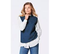 Rippstrick Pullunder mit Stehkragen blau 44