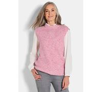 Rundhalspullover GOLDNER "Edler Rippstrick Pullunder, Stehkragen", Damen, Gr. 44, rosa (rosé), Obermaterial: 76% Polyester PES. 15% Polyamid PA. 6% Schurwolle WV. 3% Elasthan EL., keine/nicht relevant