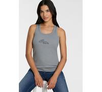 Ripptanktop BOSS ORANGE "Ematite Stonebadge Premium Damenmode", Damen, Gr. L, blau (turquoise, aqua 440), Feinripp, Obermaterial: 96% Baumwolle, 4% Elasthan, unifarben, slim fit, U-Boot-Ausschnitt, To