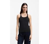 Ripptanktop BOSS ORANGE "Epetite Premium Damenmode", Damen, Gr. L (40), schwarz 001, Single Jersey, Obermaterial: 98% Baumwolle, 2% Elasthan, unifarben, figurbetont hüftlang, tiefer Rundhals, Tops, Sl