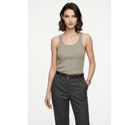 Ripptanktop BOSS ORANGE "Epetite Premium Damenmode", Damen, Gr. M, beige (open grün 366), Single Jersey, Obermaterial: 98% Baumwolle, 2% Elasthan, unifarben, figurbetont hüftlang, tiefer Rundhals, Top